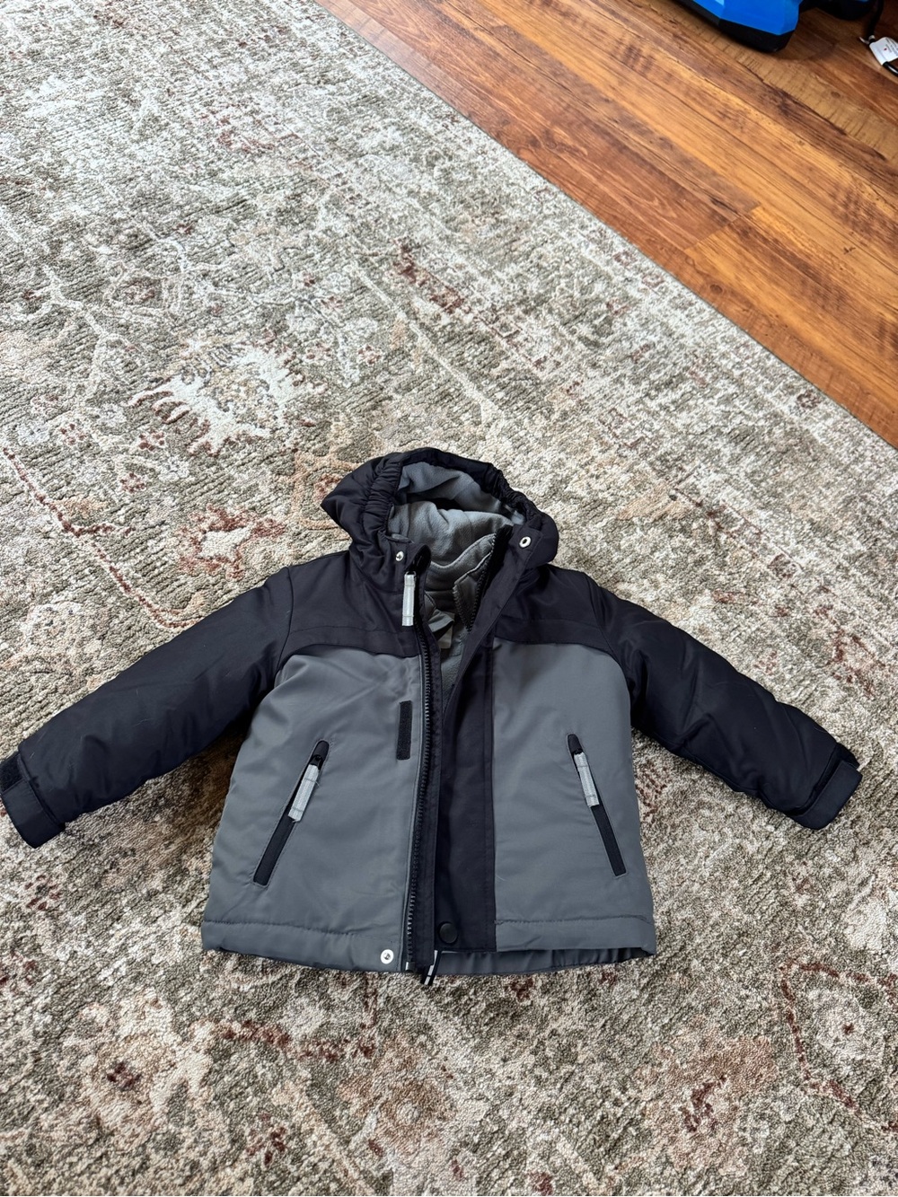 Cat & Jack Gray and Black Fleece-Lined Winter Coat with removable inner jacket